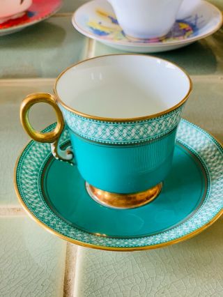 Adderley Fine Bone China,  England Tea Cup And Saucer Blue Pattern Gold Trim