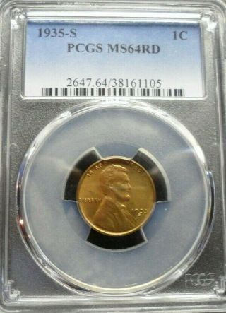1935 - S Lincoln Wheat Cent - Pcgs Ms64 Rd