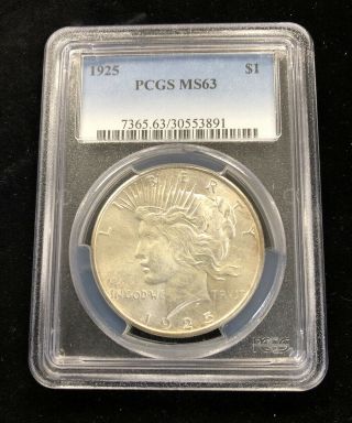 1925 $1 Peace Silver Dollar Pcgs Ms63