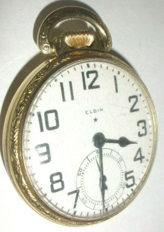 Vintage 1941 Elgin Open Face Pocket Watch 16s 17j 10k Gold Rolled Military ?