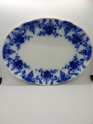 Ridgways Royal Semi Porcelain England Flow Blue Osborn Pattern Plate 15 Inch