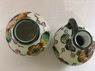 Regina Gouda Holland Floral Pottery Miniature Vases Set of 2 3