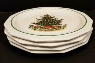 Set of 4 Vintage Pfaltzgraff Christmas Heritage Stoneware Dinner Plates 10 5/8 