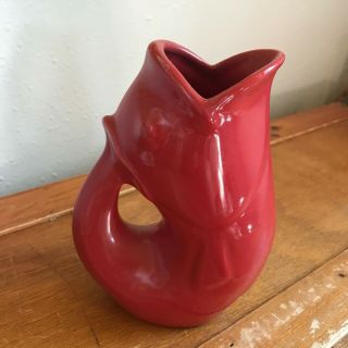 Estate 2006 GurglePot Red Fish Ceramic Vase Pot – signed on bottom – 6.  25 inches 3
