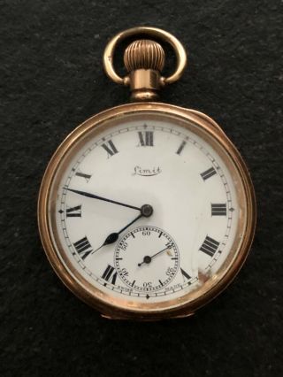 Antique Dennison Moon Case Limit Pocket Watch Gold Plated - Swiss Made