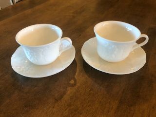 Set Of 2 - Wedgewood Strawberry And Vine (bone) Coffee Cup / Saucer England 1988