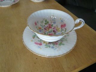 Vintage Paragon Tea Cup And Saucer.  Queens Garden.  Scalloped.  Floral Pattern