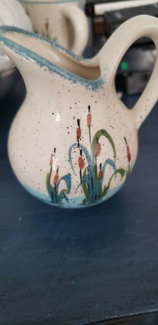 Jobi Cape Cod pottery hand crafted creamer pitcher ocean colors. 2