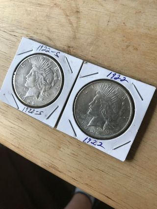 2 Peace Silver Dollars 1922s And 1922 - Coins