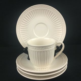 Set Of 1 Cup And 4 Saucers Mikasa Italian Countryside Stoneware Ribbed Dd900