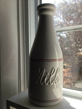 Vintage Canadian Pottery Milk Bottle With Lid