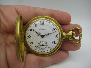Vintage 1975 Caravelle By Bulova Gold Tone Pocket Watch Cal.  6498 / 160a