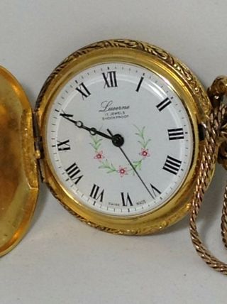 Lucerne 17 Jewel Shock Proof Swiss Made Mechanical Wind Up Vintage Pocket Watch