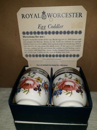 Royal Worcester England Porcelain " Roses " Egg Coddlers Boxed Set