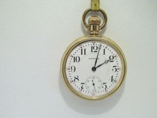 1908 Waltham Pocket Watch Gold Plated Case And Serviced.