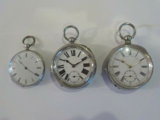 3 Old Vintage Metal Pocket Watches With Keys From As Seen