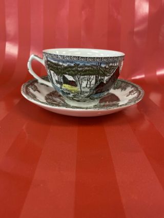 Johnson Bros Friendly Village Ice House Tea Cup And Saucer Item 0084