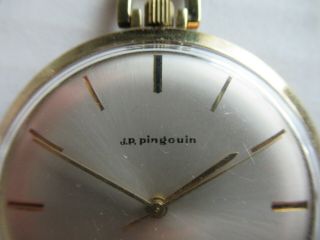 Vintage J.  P.  Pingouin 17 Jewels Pocket Watch Incabloc Swiss Made Running 3