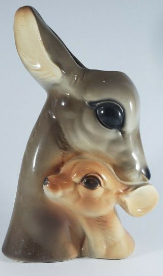 Vintage Royal Copley Deer Fawn Planter Vase Ceramic 9.  5 " Tall