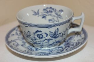 Spode Clifton Cup & Saucer Set,  Laura Ashley,  Blue & White,