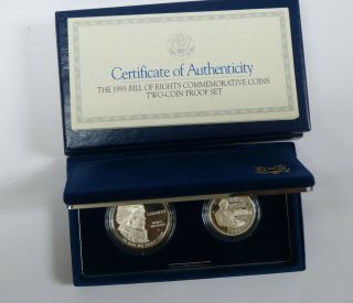 2 1993 United States Bill Of Rights Proof Silver 2 Coin Set