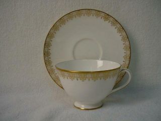 Royal Doulton China Gold Lace H4989 Pattern Cup & Saucer Set