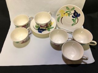 Blue Ridge Southern Pottery Carnival Candlewick Tea Cup & Saucer Set Of 6