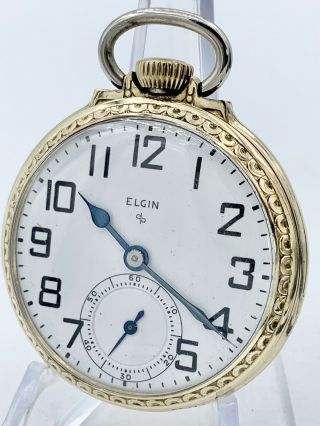 Vintage Elgin Cal.  616 16s 17j Pocket Watch In 10k Rgp Case