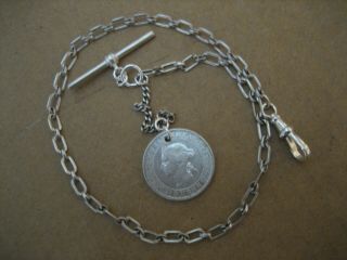 Vintage Unique Albert S/silver Pocket Watch Chain 13.  1/4in.  Long