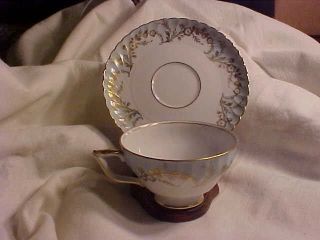 Royal Tettau Duchess Blue/green Footed Cup & Saucer 1794 Porcelain China Germany