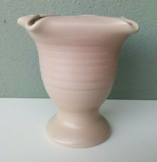 Camark - Matte Beige Glazed Arts & Crafts Pottery Crimped Vase - 5 1/2 "