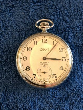 Vintage Legant Swiss Made 17 Jewel Incabloc Pocket Watch