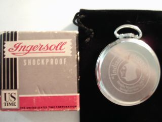 Vintage Ingersoll Pocket Watch Indian Motorcycle Theme Case Runs Well. 3