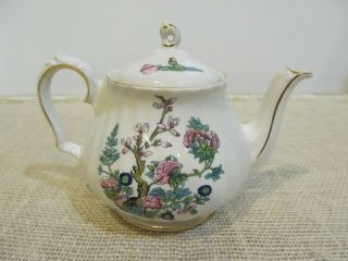 Vintage Teapot Sadler England Indian Tree Floral Gold Trim Signed