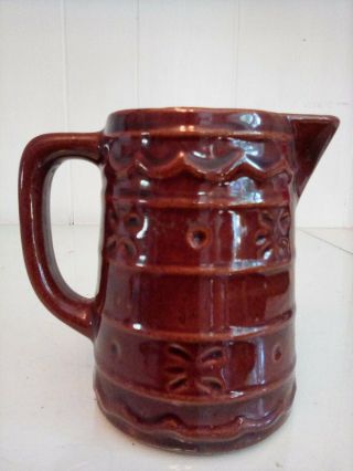 Marcrest Vintage Daisy Dot Creamer 4 " Pitcher Usa Thick Brown Pottery Stoneware