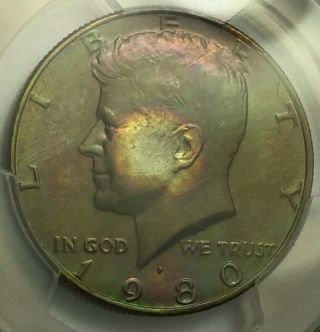 Toned Uncirculated 1980 P Kennedy Half Dollar Pcgs Ms65