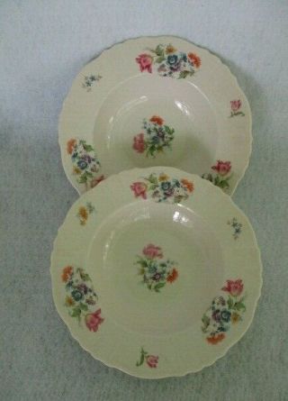 Syracuse China 2 8 " Rimmed Soup Bowls Federal Shape Floral Center And Rim Sy38