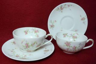 Haviland China Pink Spray York Cup & Saucer - Set Of Two (2) - 2 "