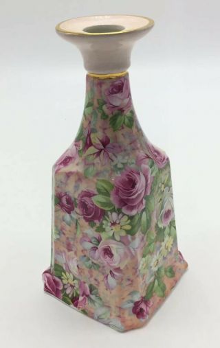 Crown Dorset Staffordshire England Ceramic Vase Floral Victorian Pink Romantic