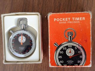 Vintage Stadion Stop Watch Pocket Timer Made In Switzerland