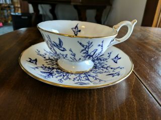 Vintage Coalport Bone China White And Blue Birds Tea Cup & Saucer 8365,  England