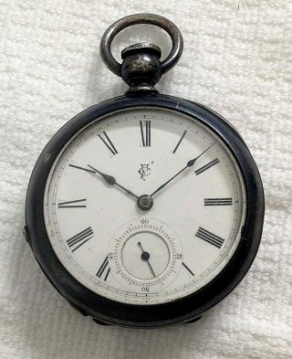 1880 Forest City Pocket Watch.  Illinois Watch Co,  18 Size Coin Silver Case Nr