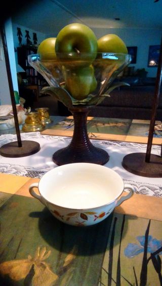 Vintage Hall Jewel Tea Autumn Leaf Cream Soup Bowl Fall Thanksgiving