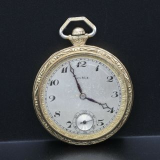 Vintage Swiss Solrex Pocket Watch Open Face Gf Case Ticking 15j Nr 8270 - 1