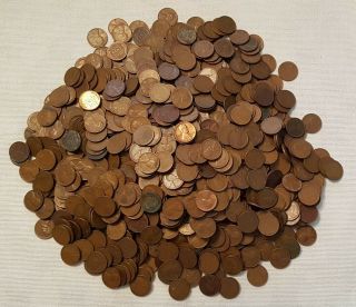 Bag Of 1200,  Lincoln Wheat Pennies - 1910 - 1958 - P,  D & S - With Steels 8.  2 Lbs.