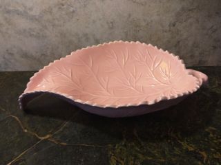 Vintage California Pottery Usa Pink Maple Leaf Bowl Dish
