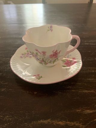Shelley Dainty Floral Tea Cup,  And Saucer Fine English Shelley Bone China