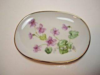 Vintage Hutschenreuther Selb Lhs Bavaria Small Oval Dish Plate Ring Tray Violet