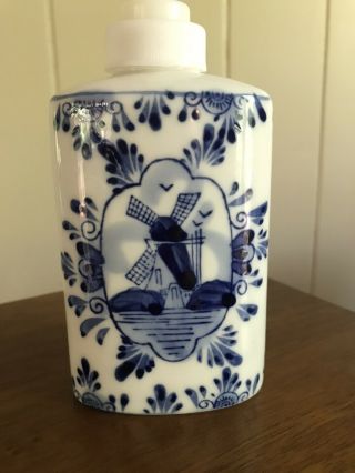 Delft Blue Hand Painted Holland Windmill Soap Dispenser Pottery Bathroom Kitchen