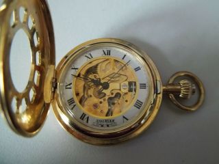 Rare Jean Pierre Gold Skeleton Half Hunter Pocket Watch - Windup